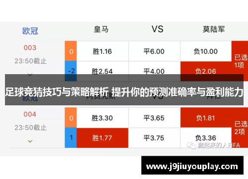 足球竞猜技巧与策略解析 提升你的预测准确率与盈利能力